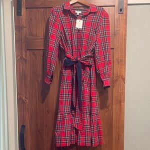 NWT Crown & Ivy Red Plaid tiered shirt Dress 1x